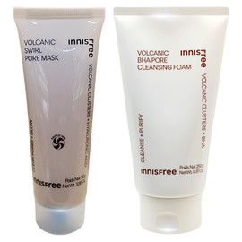 Innisfree Volcanic Pore Dual Mask 110g+Volcanic Pore Baja Cleansing Foam 250g / 이니스프리 화산송이 모공 듀얼 마스크 110g+화산송이 모공 바하 클렌징 폼250g
