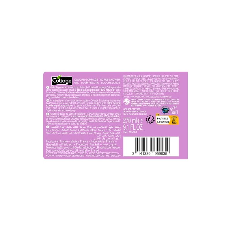 COTTAGE - Shower Scrub Purple Sugar Grains Scrub 100% Natural