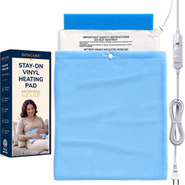 Boncare® Stay-On Small Vinyl Electric Heating Pad for Neck and Shoulders and Back Without Auto-Off, Low & High Heat Levels, Waterproof Hot Heat Pad with Washable Cover (11.5"x13.5", 1-Pack)