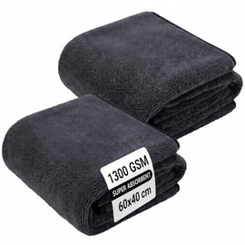 ASVEL 2 Piezas Toalla de Microfibra para Auto, 60 x 40 cm Paños de Limpieza de Microfibra, Paños de Limpieza Súper Absorbentes y Reutilizable Trapo pa