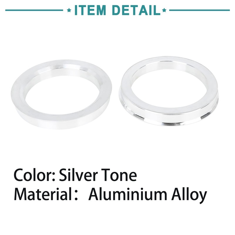 ACROPIX 72.6 to 57.1 mm Hub Centric Rings Silver Tone