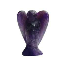Sunshcat Natural Amethyst Healing Crystal Prayer Guardian Angel Statue,2 Inchs Carving Pocket Palm Crystals and Healing Stones Figurines Decoration