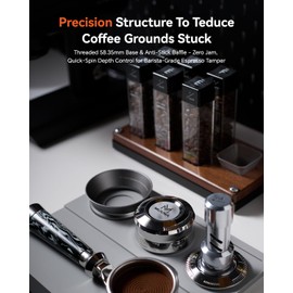 MUVNA 51mm Impact Espresso Tamper with Sound Feedback - 4-Spring Loaded Self-Leveling Barista Coffee Tamper with 15lb / 30lbs Replacement Springs, Fits 51mm Portafilters