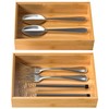 Silverware Tray for Drawer, Stackable Kitchen Bamboo Drawer Organizer 9"