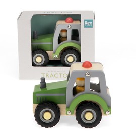 Rex London Wooden Push Along Vehicle Toy - Tractor (green)