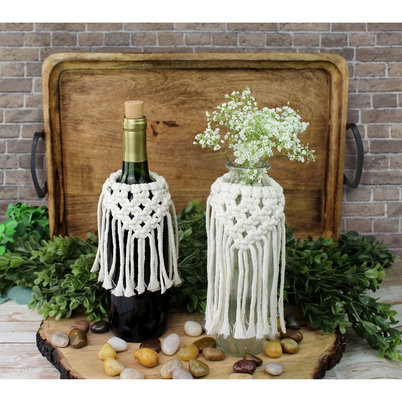 Lillian Rose Hand Tied Macramé Bottle Cover for Wedding or