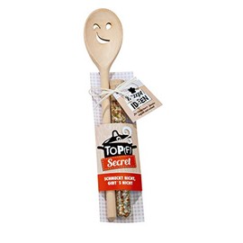High Quality Wooden Cooking Spoon Height 30 cm with Face and Spice Mix 15 g and Recipe Idea in Gift Shape