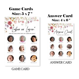 WPBRU Floral Fill in Baby Shower Game Cards - Labor Or Loving Game for Boys & Girls - Watercolor Flowers Baby Announcement Gender Reveal Baby Shower Party Activities for New Parents to Be - B07