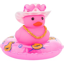 wonuu Pink Car Accessories, Cowboy Hat Rubber Ducks Car Decor Dashboard Decorations Rubber Duck Pink Accessories Car Duck Cute Car Accessories Car Ducks for Dashboard, Heart-White with Pink-Pink