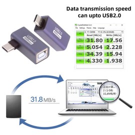 NFHK 2pcs/lot USB 2.0 B Female to Type C Male Angled Straight Extension Adapter for Printer Phone Hard Drive