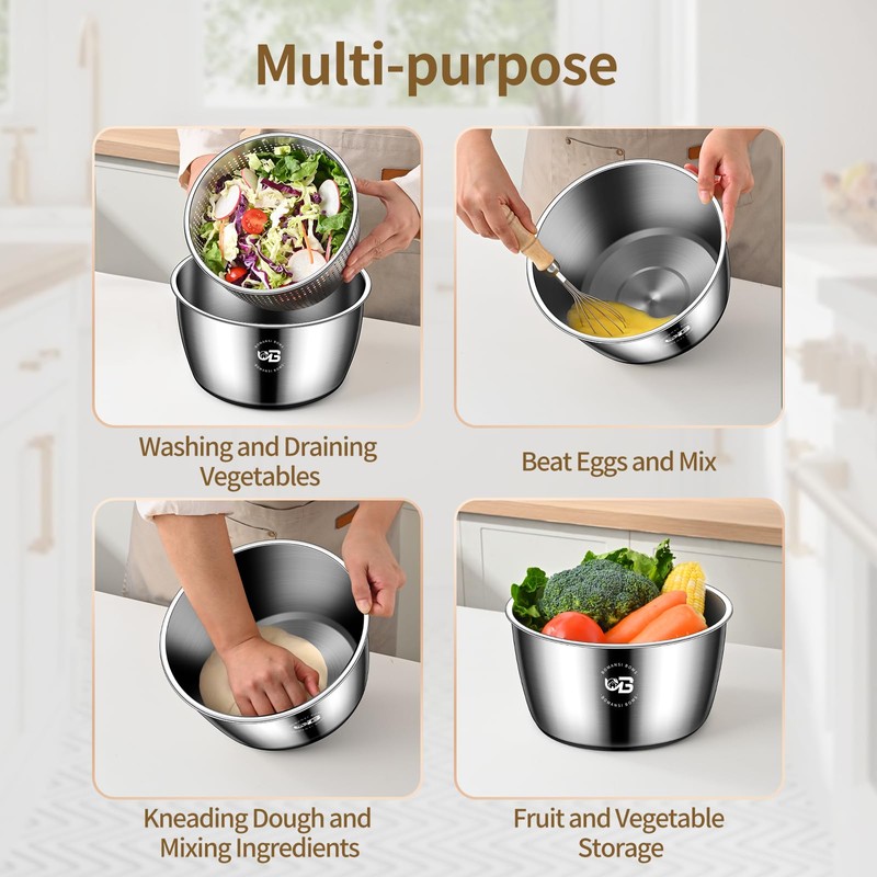 5.3 Qt Stainless Steel Salad Spinner, BOMANSI BOMS Large Salad