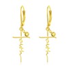 PRAYMOS Gold Cross Earrings for Women Sterling Silver Dangle Drop