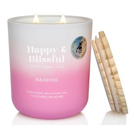 M&SENSE Lychee Cherry Rose Aromatherapy Candle for Inducing Happiness and Bliss, 14.1oz 80 Hours Non Toxic Natural Soy Wax Spiritual Healing Candles for Mother Long Lasting Candle for Women