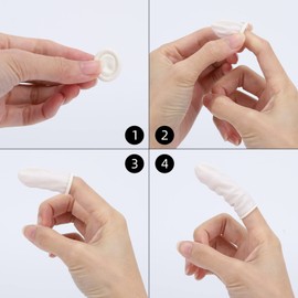 300 cunas de dedo de látex mediano, protectores de dedos blancos para dedos lesionados, dedos agrietados, deportes