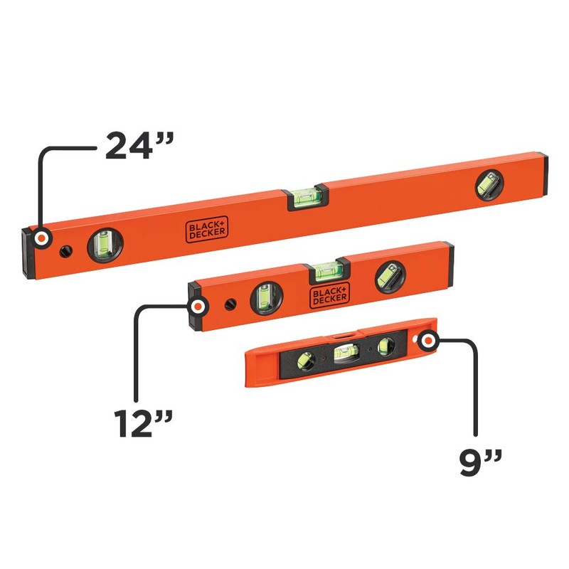 BLACK+DECKER Level Set, 9 in., 12 in., 24 in., 3-Pack