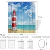 Hnmdmyi Shower Curtain Lighthouse 180 x 200 cm, Ocean Beach