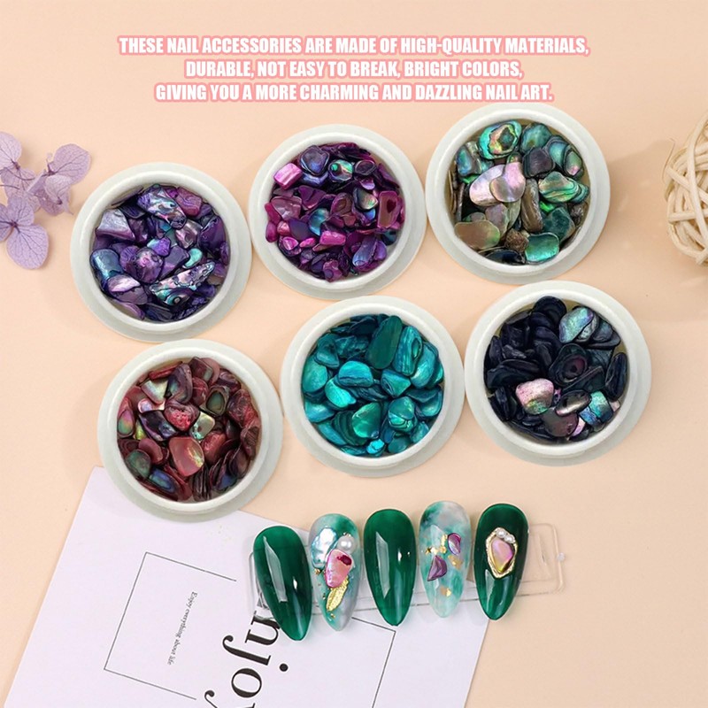 Abalone Shell Flakes for Nail Art, Mixed Size 3D Abalone