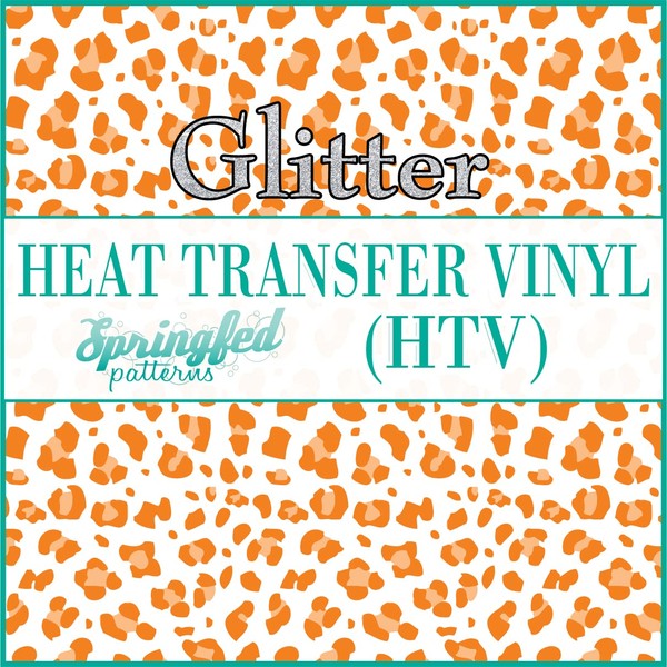 White & Orange Leopard Spots Pattern #3 Glitter HTV 12x18