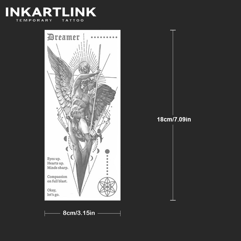 INKARTLINK Tattoo Tech, 2 Sheets Large Semi Permanent Tattoo, Adult