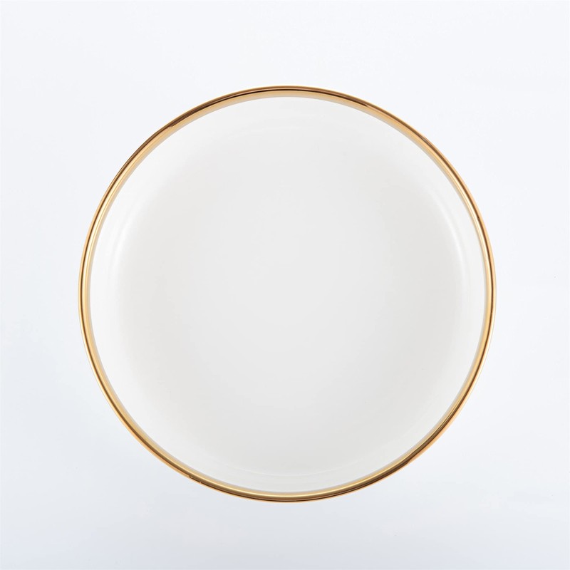 KeyChefLAB 8.25-Inch Porcelain Ceramic Deep Dish Plates for Kitchen, White