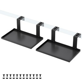 Fardtry 2 Pcs Office Cubicle Shelf with Adjustable Hooks, 10''L x 6''W Metal Storage Organizer, Cubicle Hanging Rack for Small Plants, Figurines, Picture Frames (Black)