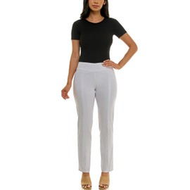 Zac & Rachel Women's Plus Size Millennium Fabric Pull-On Slim Leg Pant, Optic White, 18W