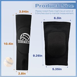 Volleyball Arm Sleeves and Knee Pads Set Passing Forearm Sleeves with Protection Pads and Thumbhole Volleyball Training Gear for Girls Teen Youth Wome
