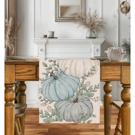 Pumpkins Fall Table Runner, Autumn Thanksgiving Home Party Decor Dining Table Decorations Autumn Thanksgiving Kitchen Table Decorations 13x72 Inch CY504