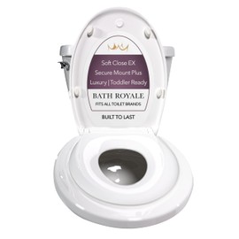 BATH ROYALE Potty Training Seat - Soft Close, Kingsport BR721-00, Elongated White, Adult & Child Combo