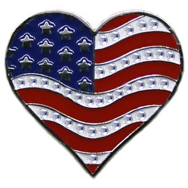 American Flag Heart Shaped Golf Ball Marker and USA Hat Clip