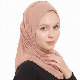 Hijab Women's Muslim Headscarf - Instant Headscarf - Ready To Wear Scarf - One Piece Amira Hijab Scarf - Headscarves for Women, Light brown, Unit size