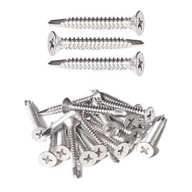 IMScrews 100pcs #10 x 1-1/2" Stainless Flat Head Phillips Self Drilling Screws, 410 Stainless Steel Full Thread Sheet Metal Tek Wood to Metal Screws