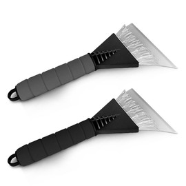 𝟮 𝗣𝗔𝗖𝗞 Ice Scraper for Car, Van & Truck Windscreen and Windows with Soft Grip Handle | Indestructible and will Scrape Snow, Frost & Ice | Car Essentials for Winter - (Black & Grey)