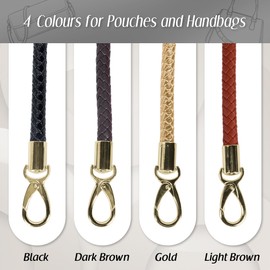 Tycoonest 1 Pair Replacement Bag Strap Braided Handle Purse Shoulder Strap, PU Leather Strap with Metal Hook, Universal DIY Handbag Accessories for Bag Making, 60cm/23.6inch, Dark Brown