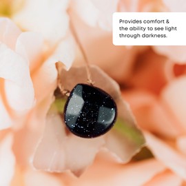 SoulKu Blue Goldstone Soul Full of Light Necklace for Comfort, Handcrafted Empowering Necklace, Inspirational Jewelry For Women, Nylon Cord & Stainless Steel Lobster Clasp & Extender