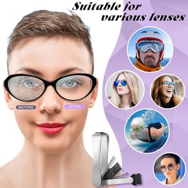 Eyeglass Cleaner, Portable Stainless Steel Eyeglasses Cleaner Carbon Eyeglass Care Products, Microfiber Spectacles Mini Sunglasses Brush Soft Brush Cleaning Tool, with Screwdriver