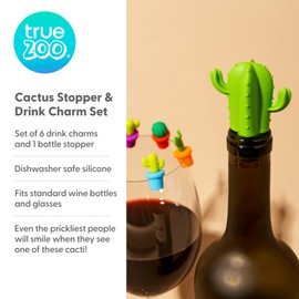 True Fabrication 5177 - Tapón para botella y set de colgantes para bebidas, de cactus, de True Zoo, multicolor