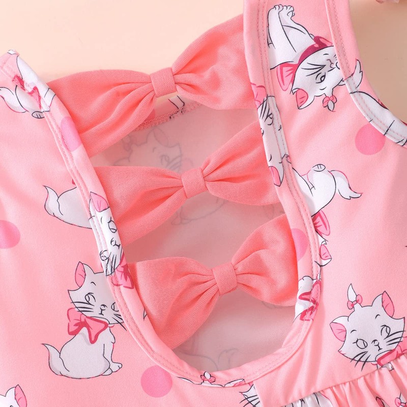 Girls Sleeveless Dress Cat Dress Girls Pink Swing Sundress Baby