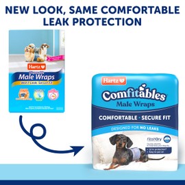 New! Hartz® Comfitables® Disposable Male Dog Wraps with Stretchy Waistband, Extra Small 46 Count