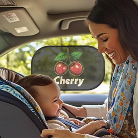 HUISEFOR Cherry Print Car Window Sun Shades for Baby Cartoon Car Shade for Side Window UV Rays Protective Heat Resistant Automotive Sunshade for Side Windows Gift for Holiday