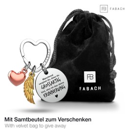 FABACH Best Friend Keyring Guardian Angel Lucky Charm with Heart and Engraving – Best Friend Gifts Key Ring Heart – Best Friends Gift Angel Lucky Charm, You are great