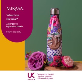 Mikasa Wild at Heart 500ml Water Bottle, Sloth, Sleeved