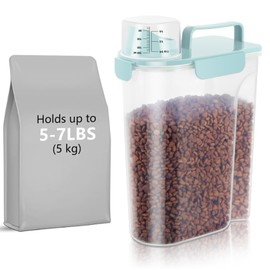 5-7Lbs Airtight Dog Food Storage Container, Cat Food Storage Container, For Dog Cat Bird and Other Pet Food Storage Bin,Keep Fresh, Translucent Body,Upgraded large nozzle for easy pouring-Sky Blue