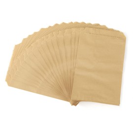 FOCCIUP 100 Pcs 5x7 Inches Brown Kraft Paper Bags Flat Envelopes Merchandise Treat Bag for Party