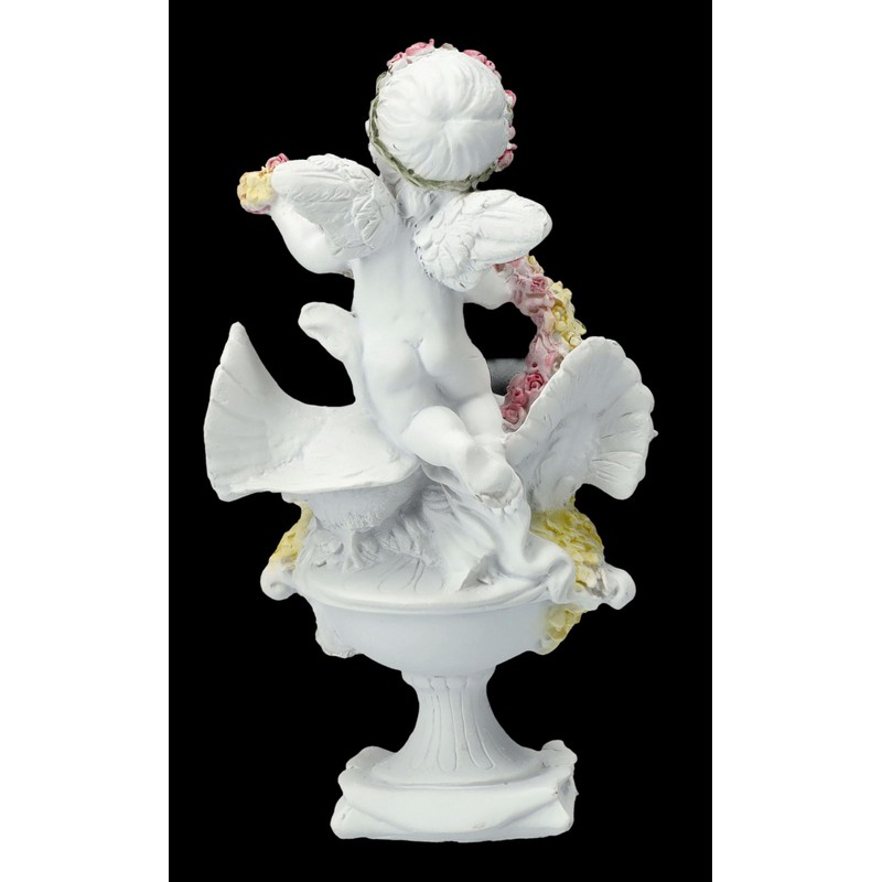 Angel Figurine with Roses and Doves 14 cm White