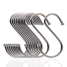 HAND ® S Hook 10-Pack Stainless 3 inch, 7.5cm, for Hanging Clothes, Ties, Scarfs, Use in Kitchens or for Hanging Baskets, 4cm/2.2cm Each Side Hook Openings