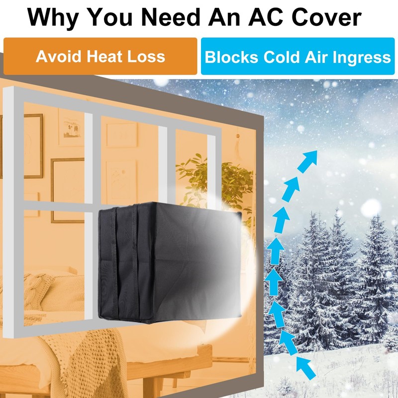 Heavy Duty Window Air Conditioner Cover Outside Unit, Thickened 600D