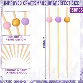 150 Pcs Cocktail Pick 4.7" Toothpick for Appetizer,Pastel