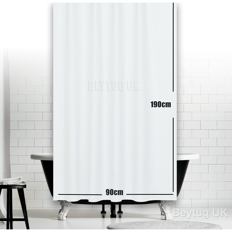 Tropik Home Narrow Width, Extra Long Grey Bathroom Fabric Shower