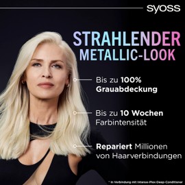 Syoss Color Coloration Metallic Collection 9-53 Silver Blush (3 x 115 ml), Permanent Colouration for Luminous Metallic Reflections, for up to 100% Grey Hair Coverage and up to 10 Weeks of Colour